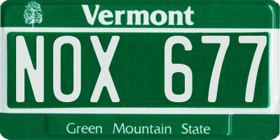 VT license plate NOX677