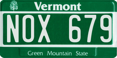 VT license plate NOX679