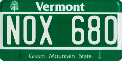 VT license plate NOX680
