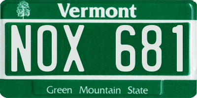 VT license plate NOX681