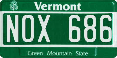 VT license plate NOX686