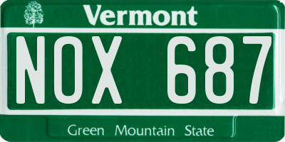 VT license plate NOX687