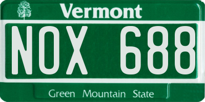 VT license plate NOX688