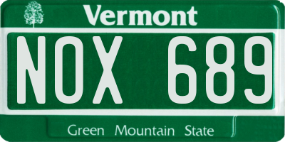 VT license plate NOX689