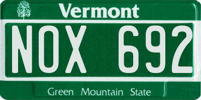 VT license plate NOX692