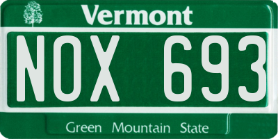 VT license plate NOX693