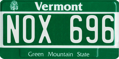 VT license plate NOX696