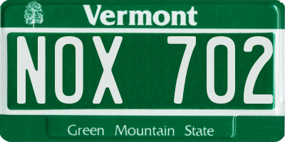 VT license plate NOX702