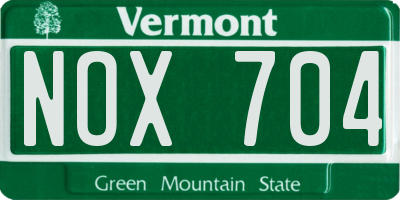 VT license plate NOX704