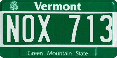 VT license plate NOX713