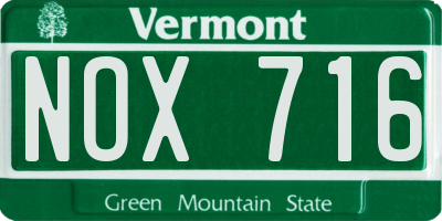 VT license plate NOX716