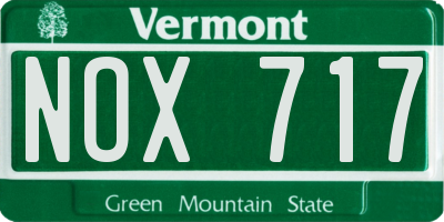 VT license plate NOX717