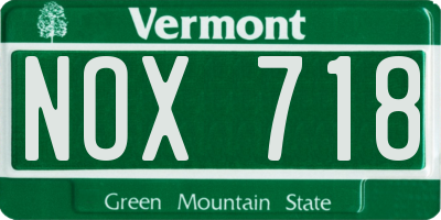VT license plate NOX718
