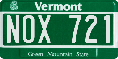 VT license plate NOX721
