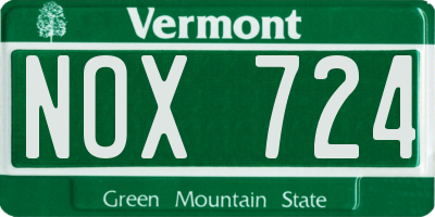 VT license plate NOX724