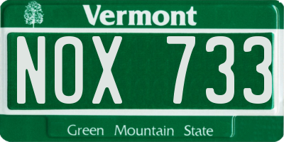 VT license plate NOX733