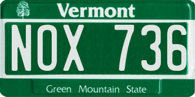 VT license plate NOX736