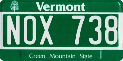 VT license plate NOX738