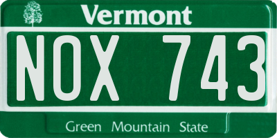 VT license plate NOX743