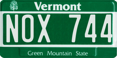 VT license plate NOX744
