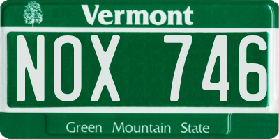 VT license plate NOX746