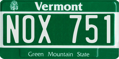 VT license plate NOX751