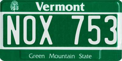 VT license plate NOX753