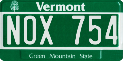 VT license plate NOX754