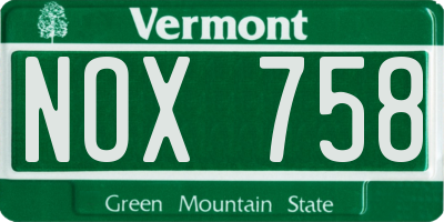 VT license plate NOX758