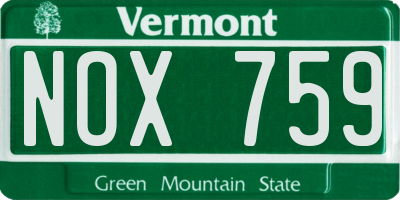 VT license plate NOX759