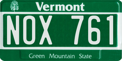 VT license plate NOX761