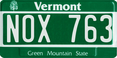 VT license plate NOX763