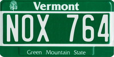 VT license plate NOX764