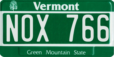 VT license plate NOX766