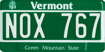 VT license plate NOX767