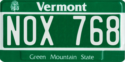 VT license plate NOX768