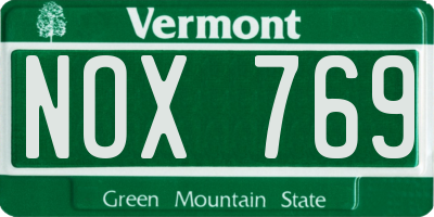 VT license plate NOX769