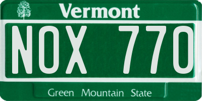 VT license plate NOX770