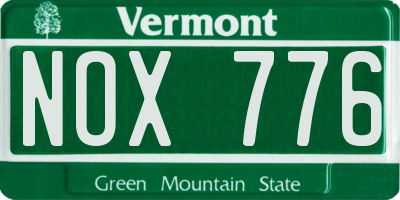 VT license plate NOX776