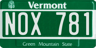 VT license plate NOX781