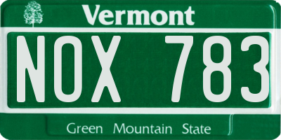 VT license plate NOX783