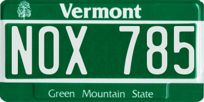 VT license plate NOX785