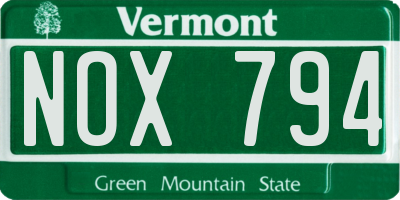VT license plate NOX794