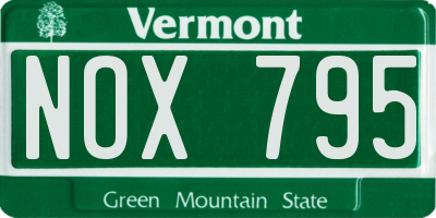 VT license plate NOX795