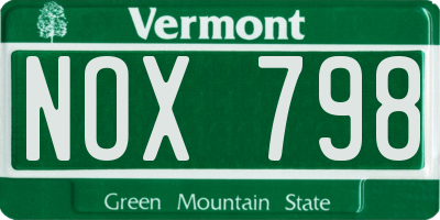 VT license plate NOX798
