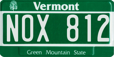 VT license plate NOX812