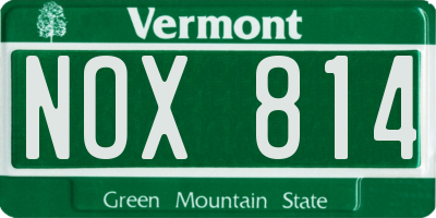 VT license plate NOX814