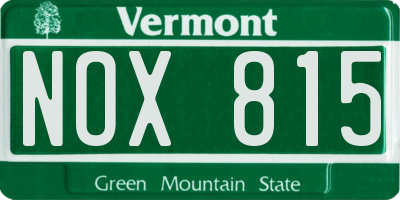 VT license plate NOX815