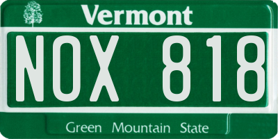 VT license plate NOX818