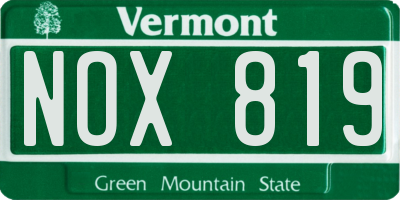 VT license plate NOX819